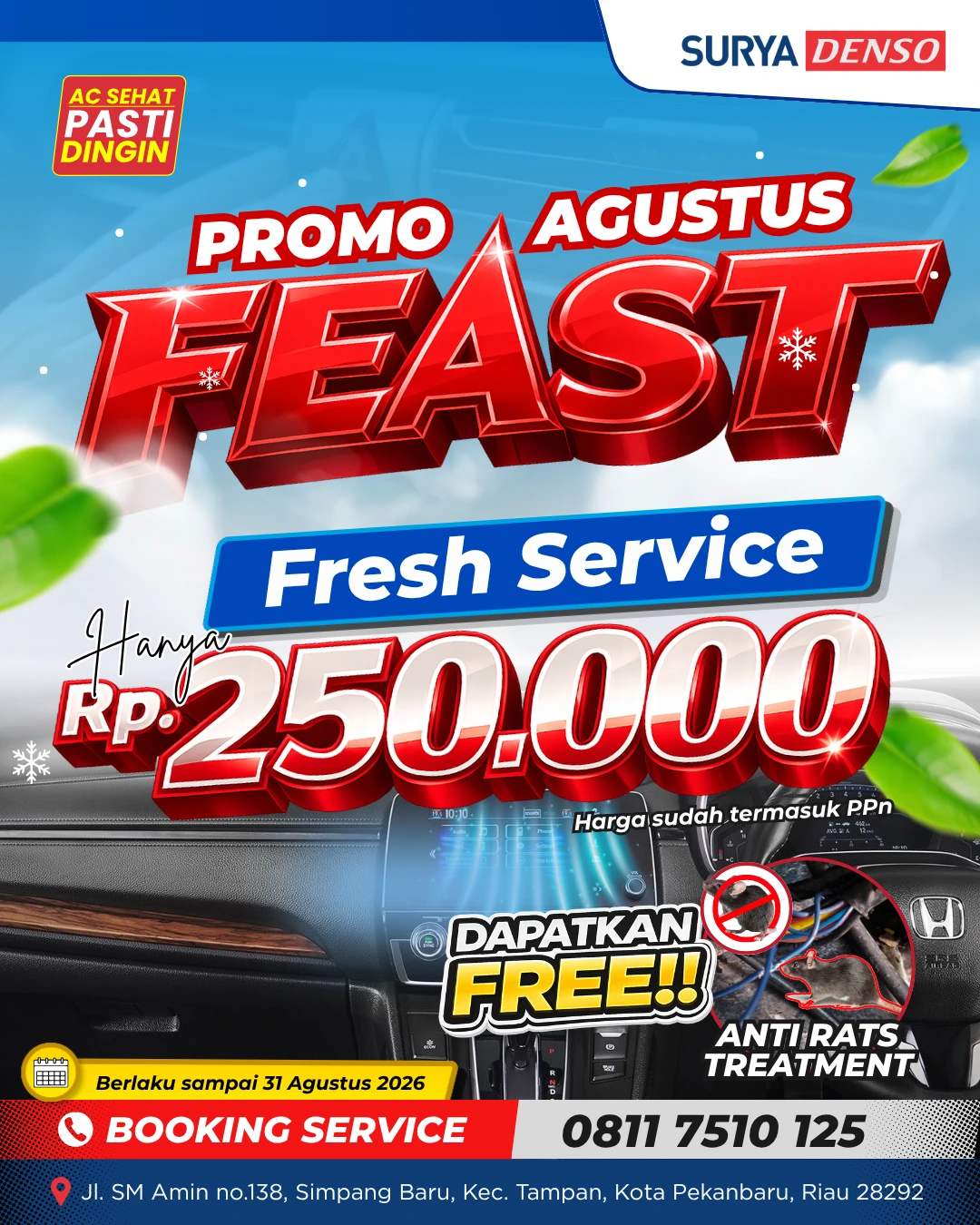 (FLYER DIGITAL) SURYA DENSO PKU - PROMO AGUSTUS FEAST FRESH SERVICE
